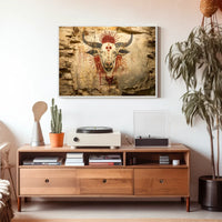 Ancient Bull Cave Art Vintage Poster Print