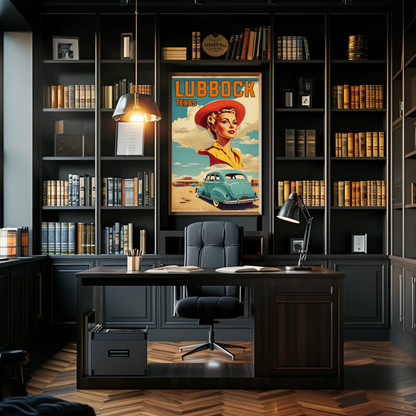 Lubbock Texas Retro Americana Vintage Travel Poster