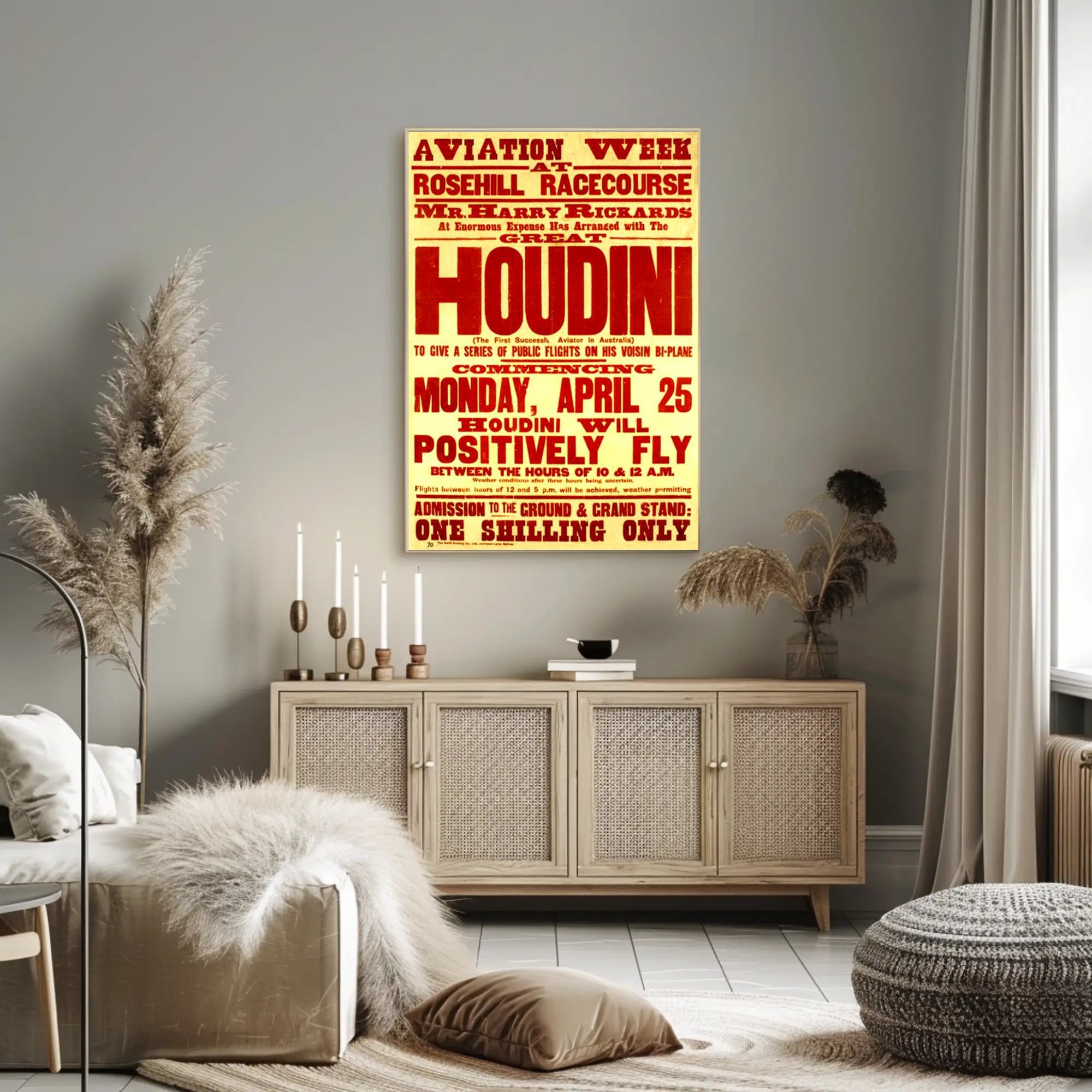 Houdini Aviation Show Vintage Cultural Heritage Poster