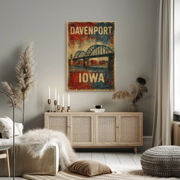 Davenport, Iowa Vintage Bridge Vintage Poster