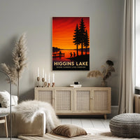 Lakeside Serenity Serene Sunset Fishing Poster