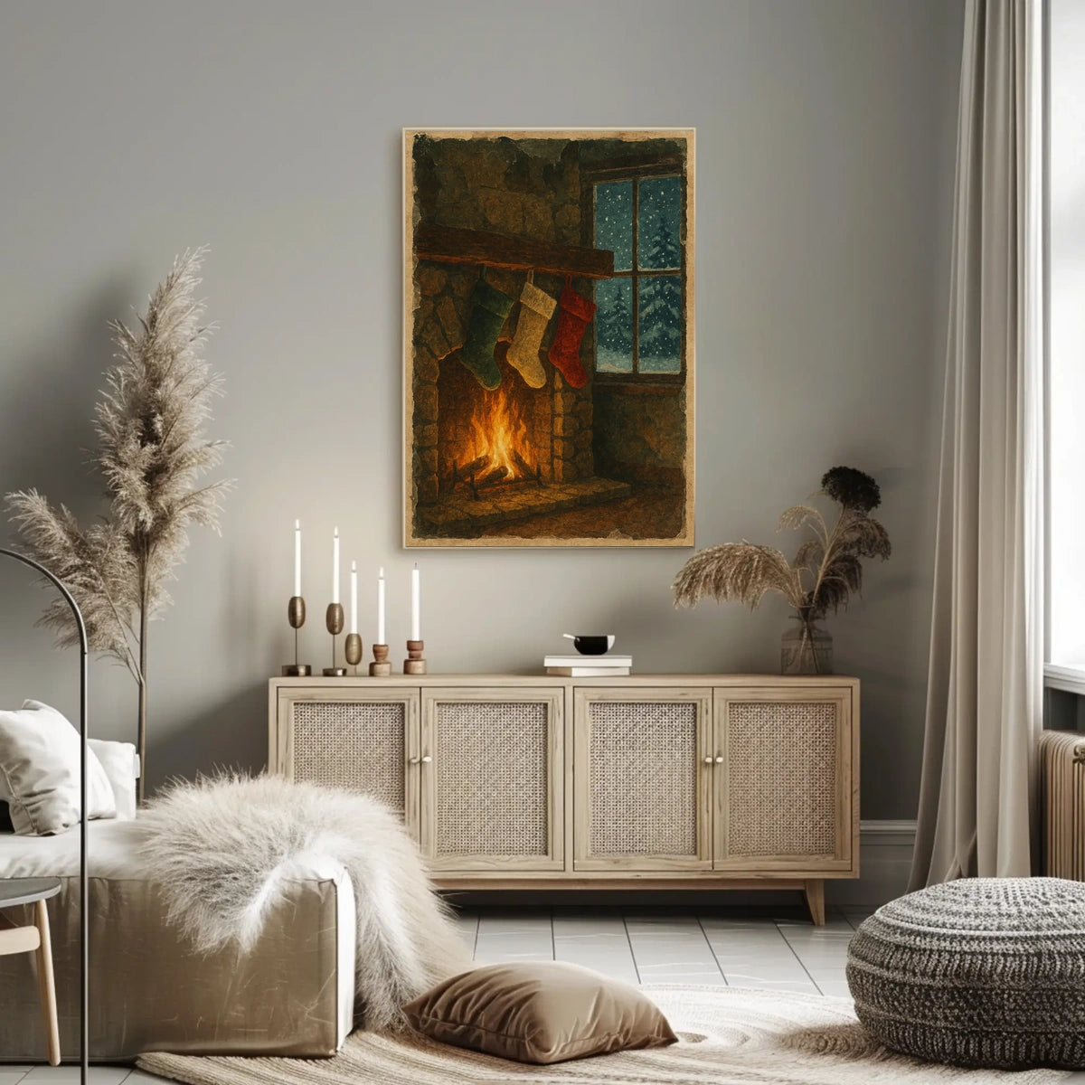 Cozy Christmas Hearth Poster