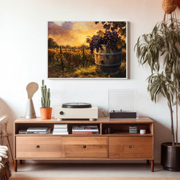 Serene Vineyard Sunset: Impressionistic Harvest Art Poster