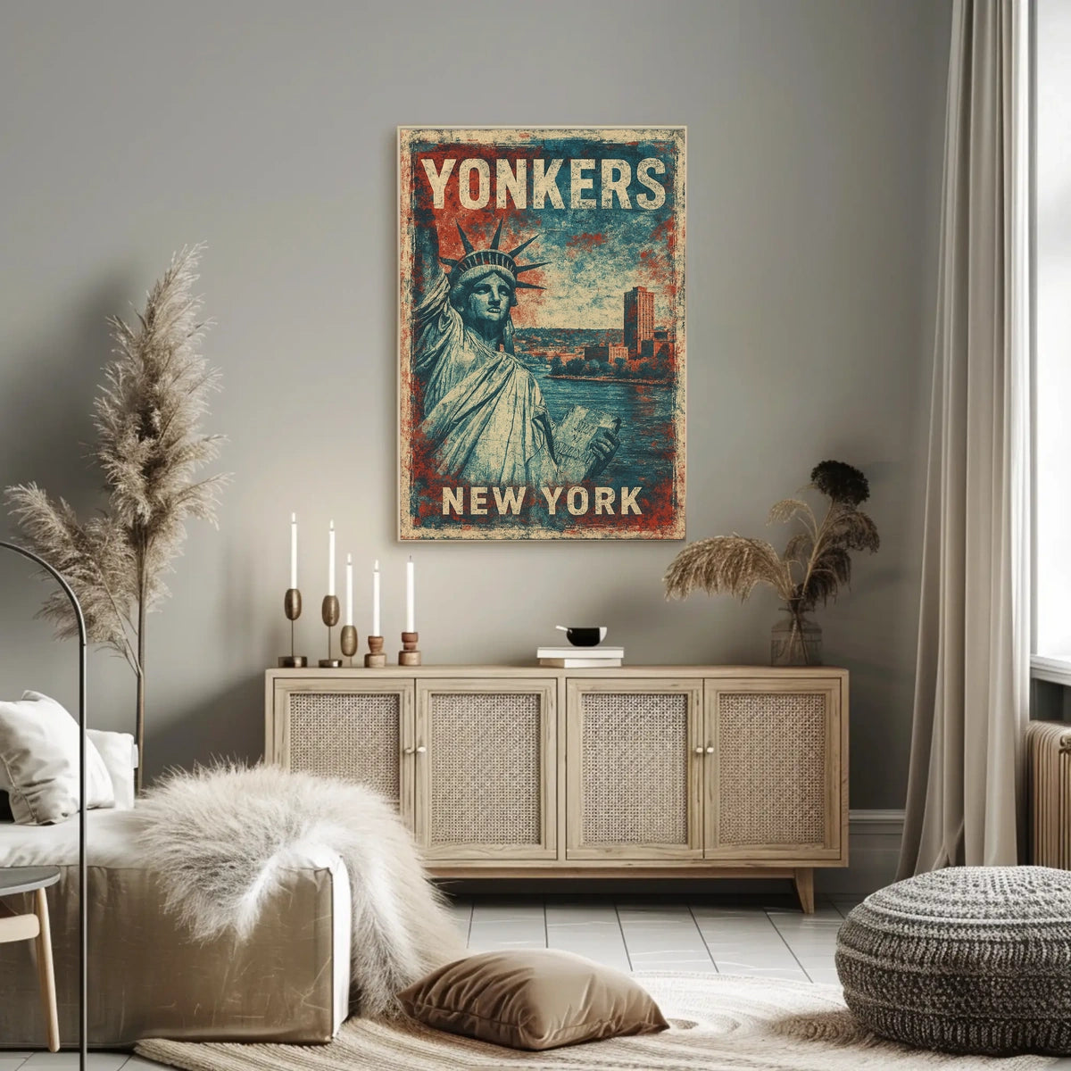 Yonkers Vintage Heritage Art Deco Cityscape Poster