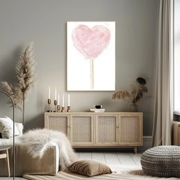 Heart Shaped Cotton Candy Poster Whimsical Pastel Print