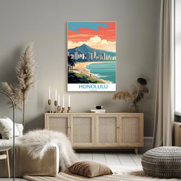 Honolulu Coastal Cityscape Art: Urban or Cityscape Poster