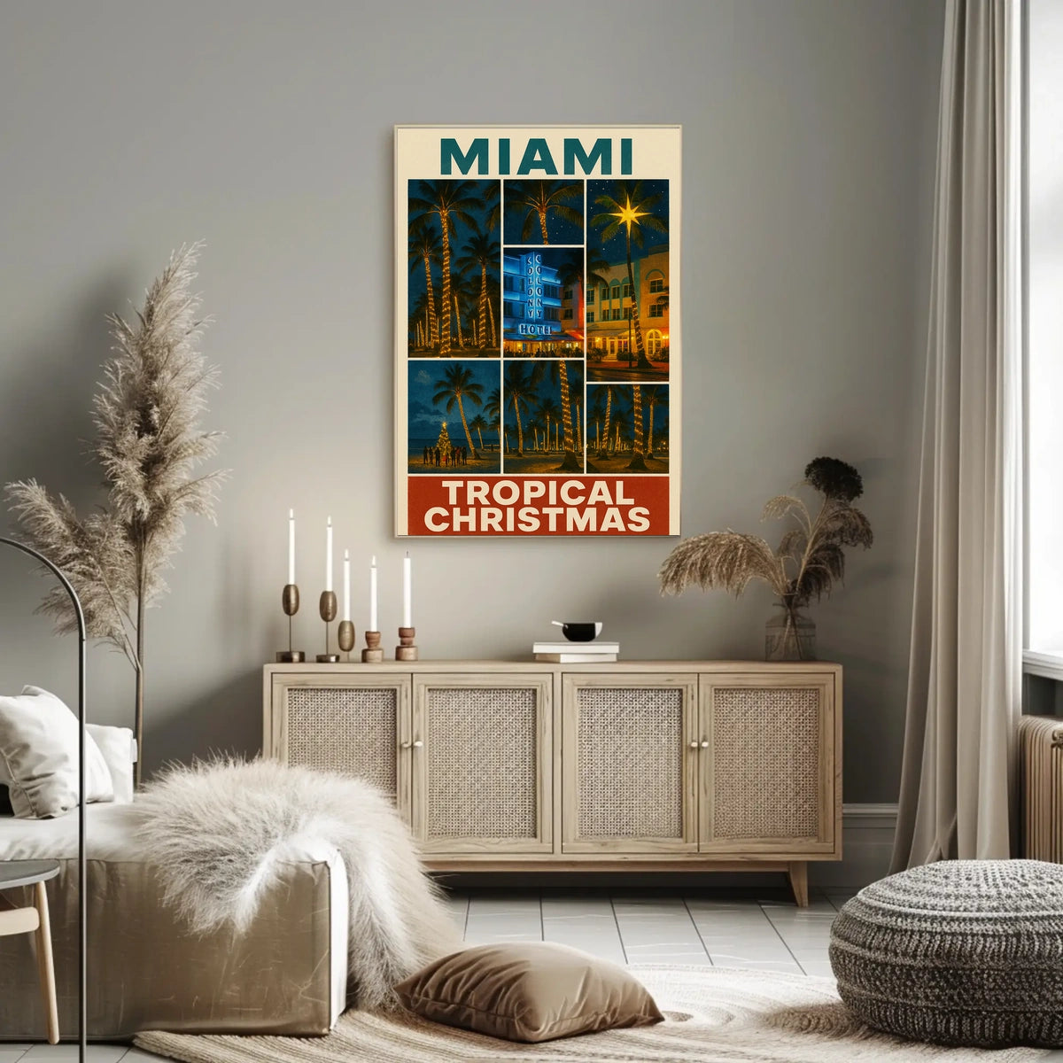 Miami Tropical Christmas Poster