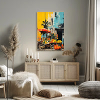 Tropical Market Scene in Vibrant Travel Poster