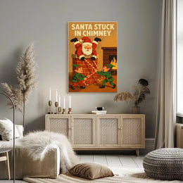 Santa Stuck In Chimney Poster
