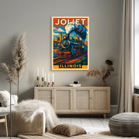 Joliet, Illinois Vintage Train Poster