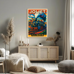 Joliet, Illinois Vintage Train Poster