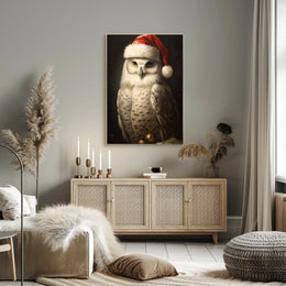 Festive Owl In Santa Hat Poster