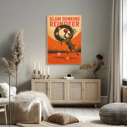 Slam Dunking Reindeer Poster