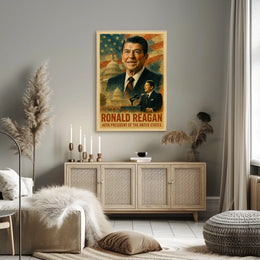 Ronald Reagan 40th President of the United States Layered Digital Collage Poster