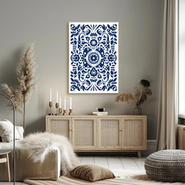 Ornate Blue Pattern Design Poster
