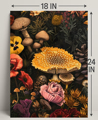 Botanical Mushroom Illustration Educational or Infographic Poster