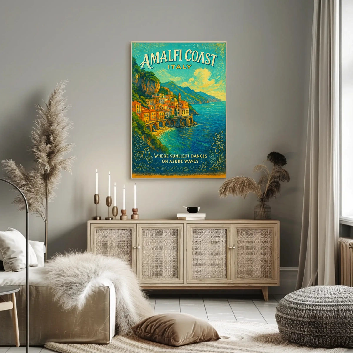 Amalfi Coast Vintage Italian Art Poster Print