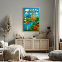 Michigan Adventure Poster Scenic Wall Art For Home Decor