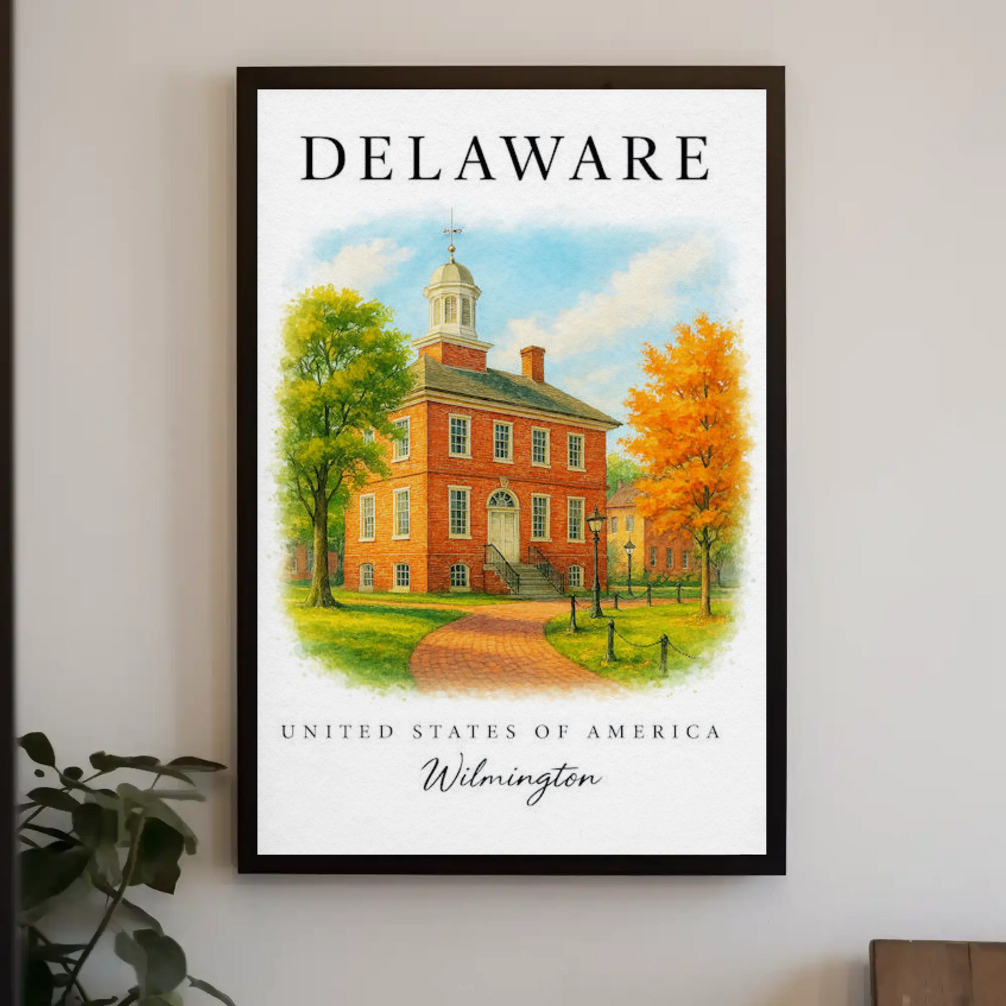 Wilmington Delaware Courthouse Autumn Travel Poster