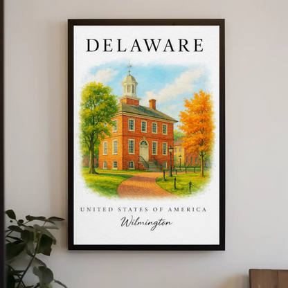 Wilmington Delaware Courthouse Autumn Travel Poster