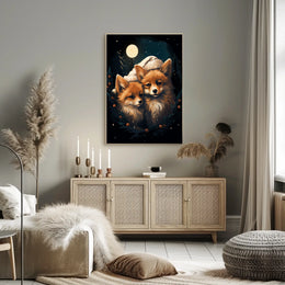 Moonlit Foxes Poster