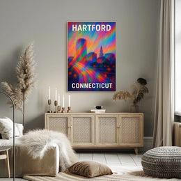 Hartford Skyline Urban Digital Painting Poster