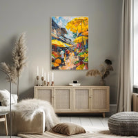 Vibrant Urban Marketplace Scene Impressionistic Art Poster