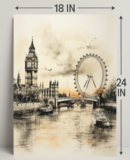 London Landmarks In Watercolor Poster