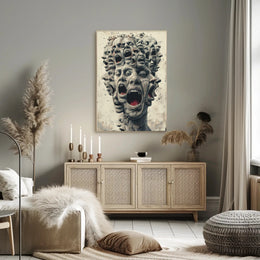 Surreal Faces of Anguish Art Poster Print PosterGoat