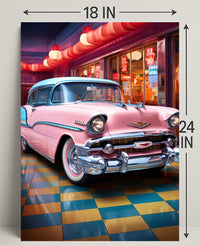 Retro Vibes Classic Car In A Vintage Poster