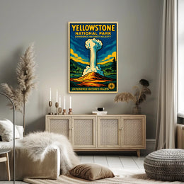 Yellowstone Adventure Vintage National Park Poster