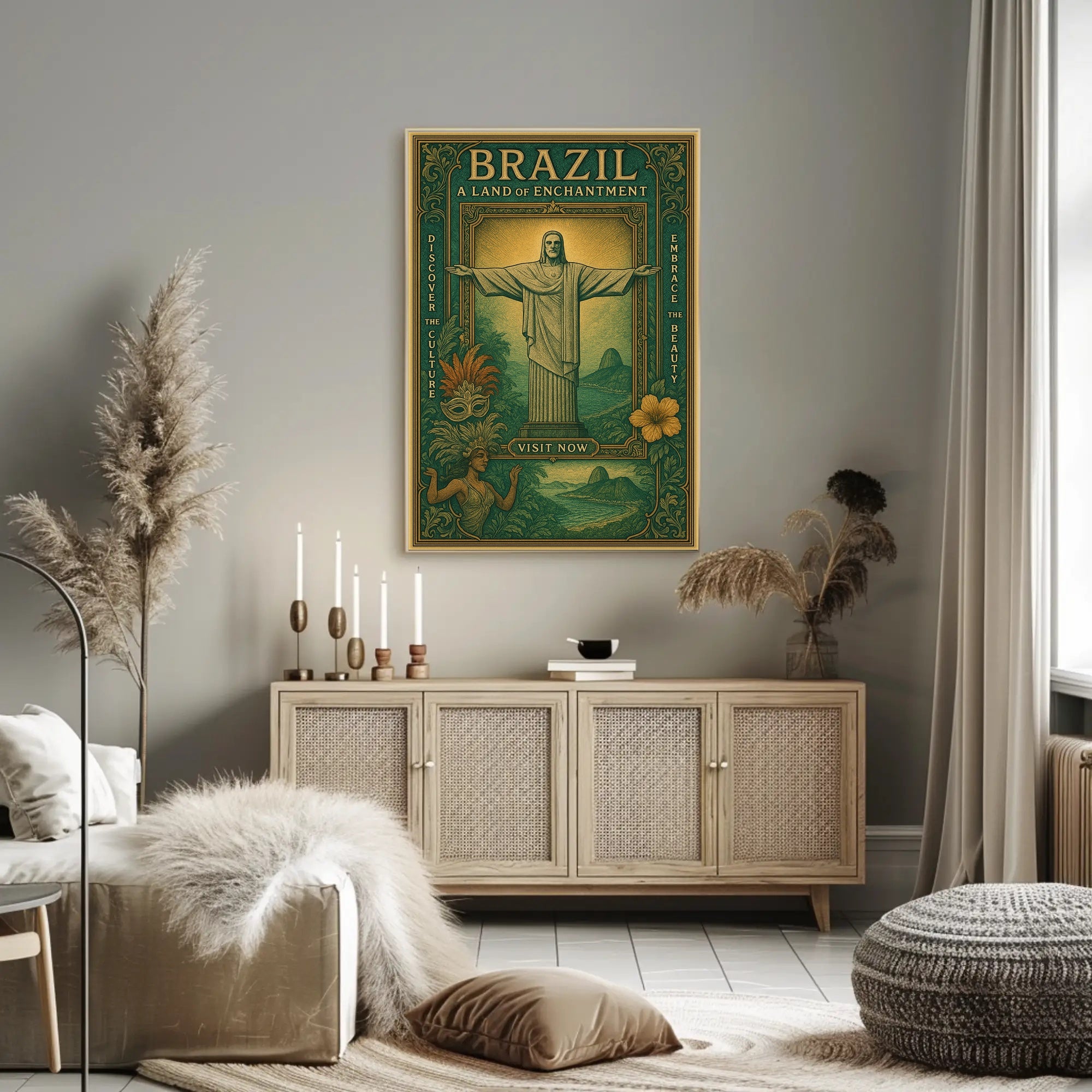 Brazilian Enchantment Vintage Art Travel Poster