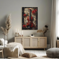 Vintage Violin with Roses Artistic Art Poster