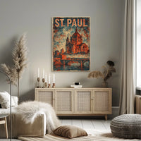 St Paul Cathedral Vintage Art Heritage Typography Historic Charm Weathered Monuments Collectors Skyline Poster