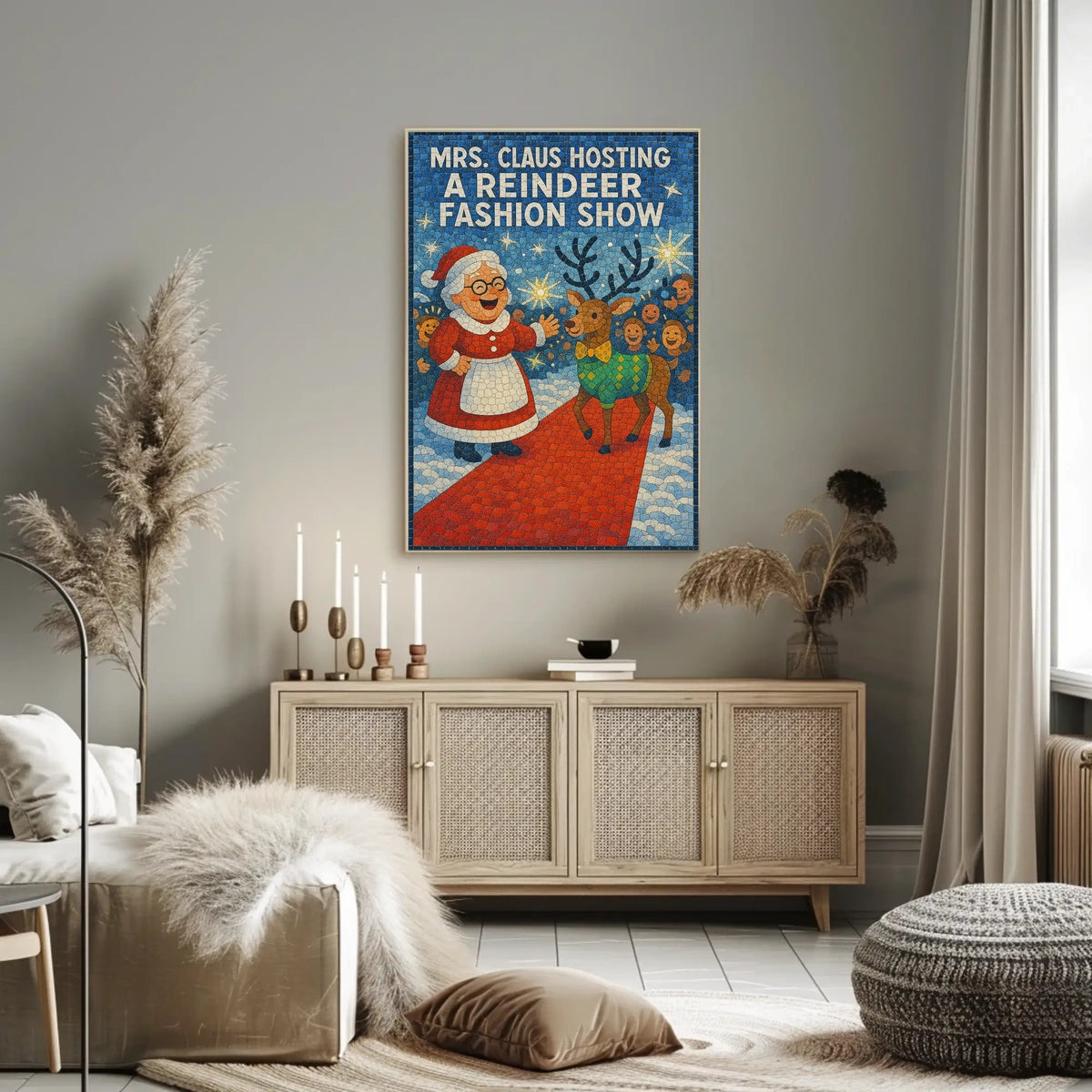 Mrs. Claus Reindeer Show Festive Fantasy Mythology Poster