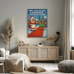 Mrs. Claus Reindeer Show Festive Fantasy Mythology Poster