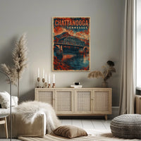 Chattanooga Skyline Vintage Travel Poster