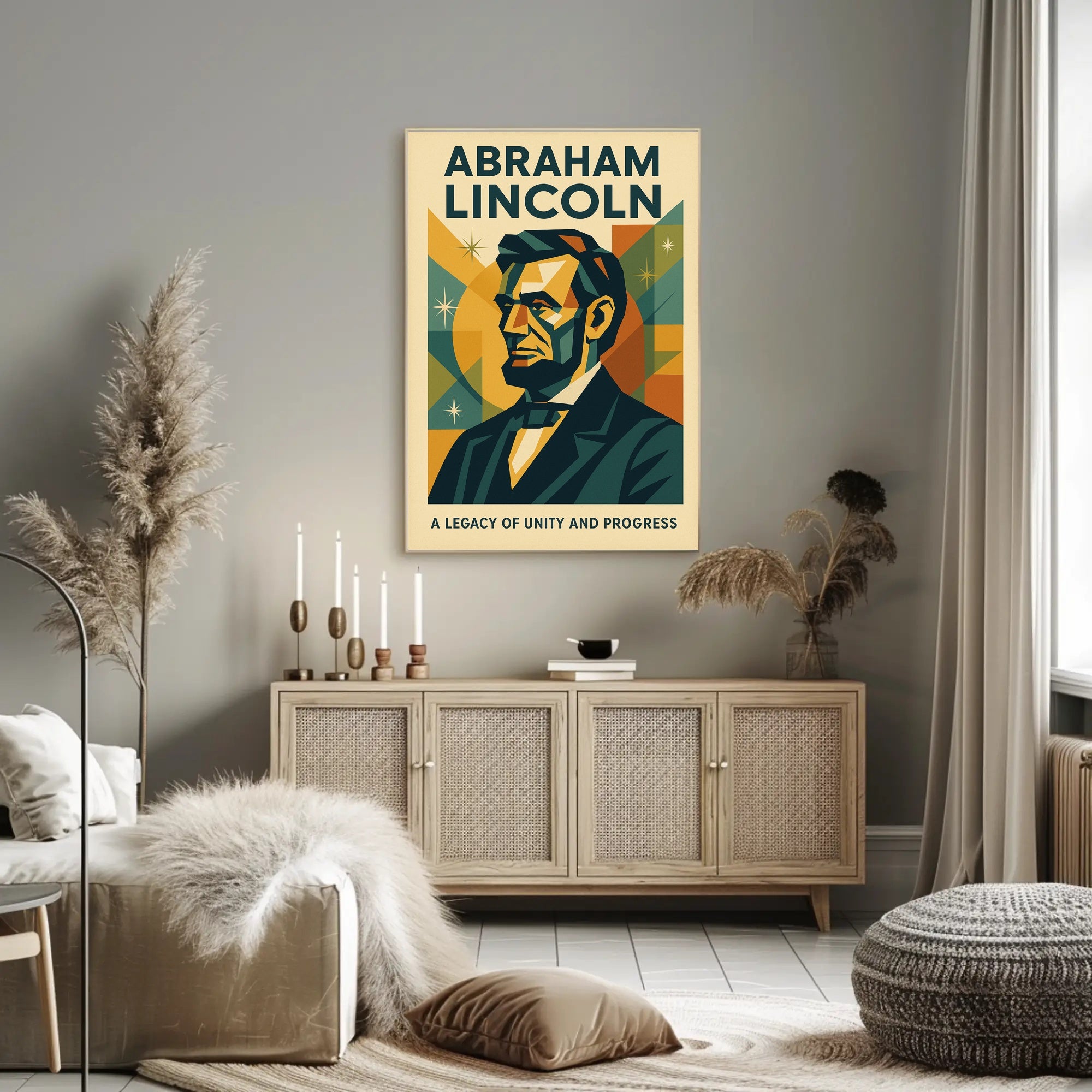 Abraham Lincoln A Legacy of Unity and Progress Poster PosterGoat