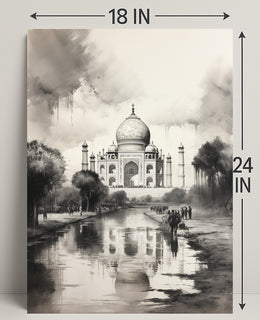 Majestic Reflections Of The Taj Mahal Poster