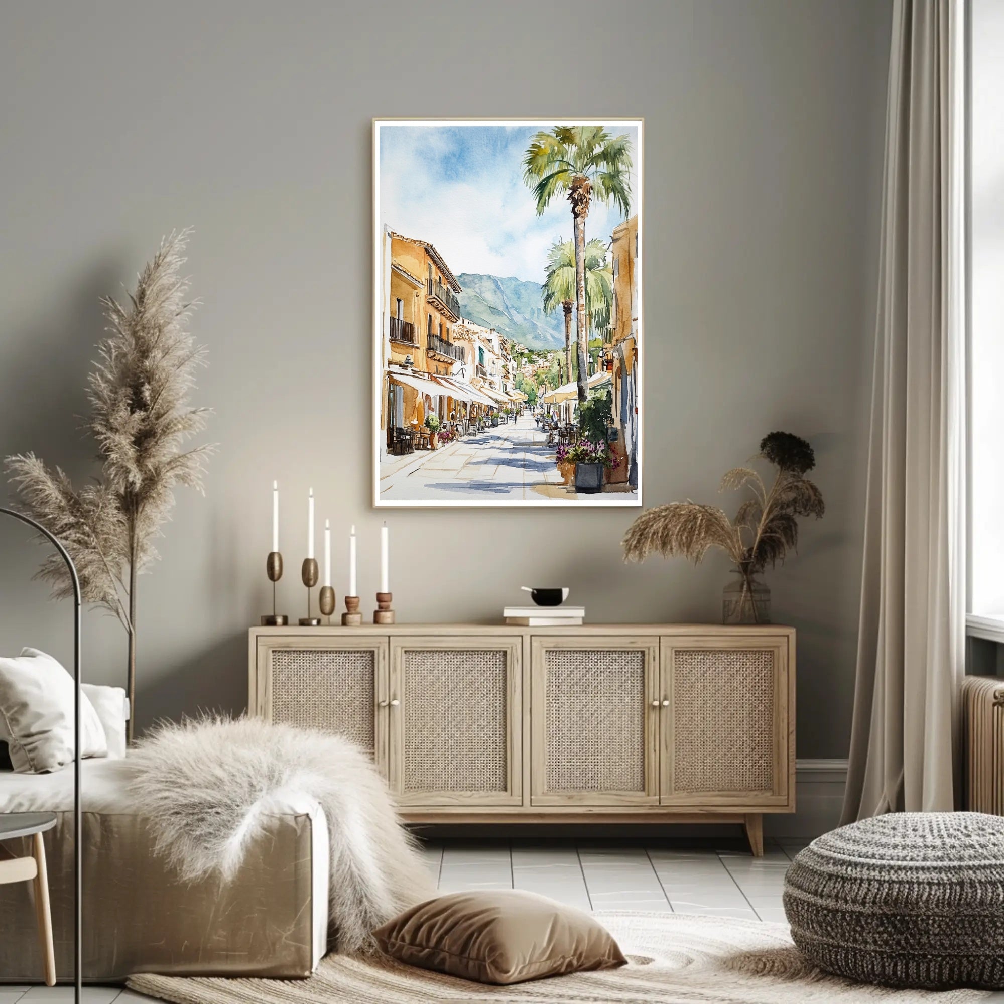 Charming Mediterranean Street Poster PosterGoat