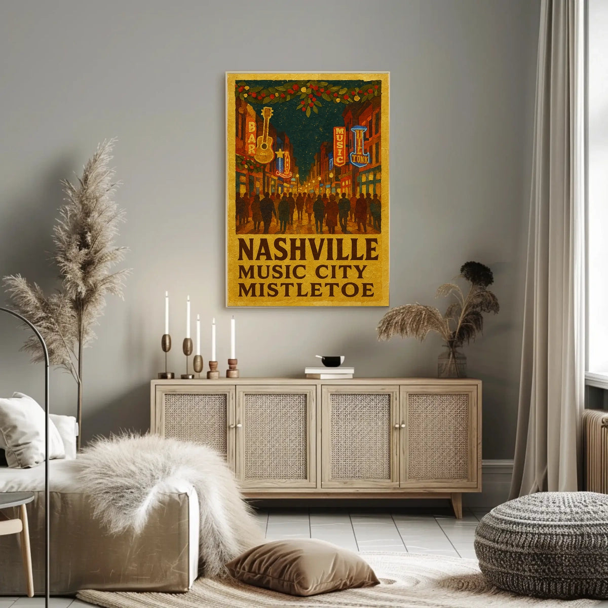 Nashville Music City Mistletoe Poster