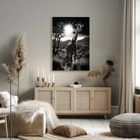 Moonlit Giraffe In The Savanna Poster