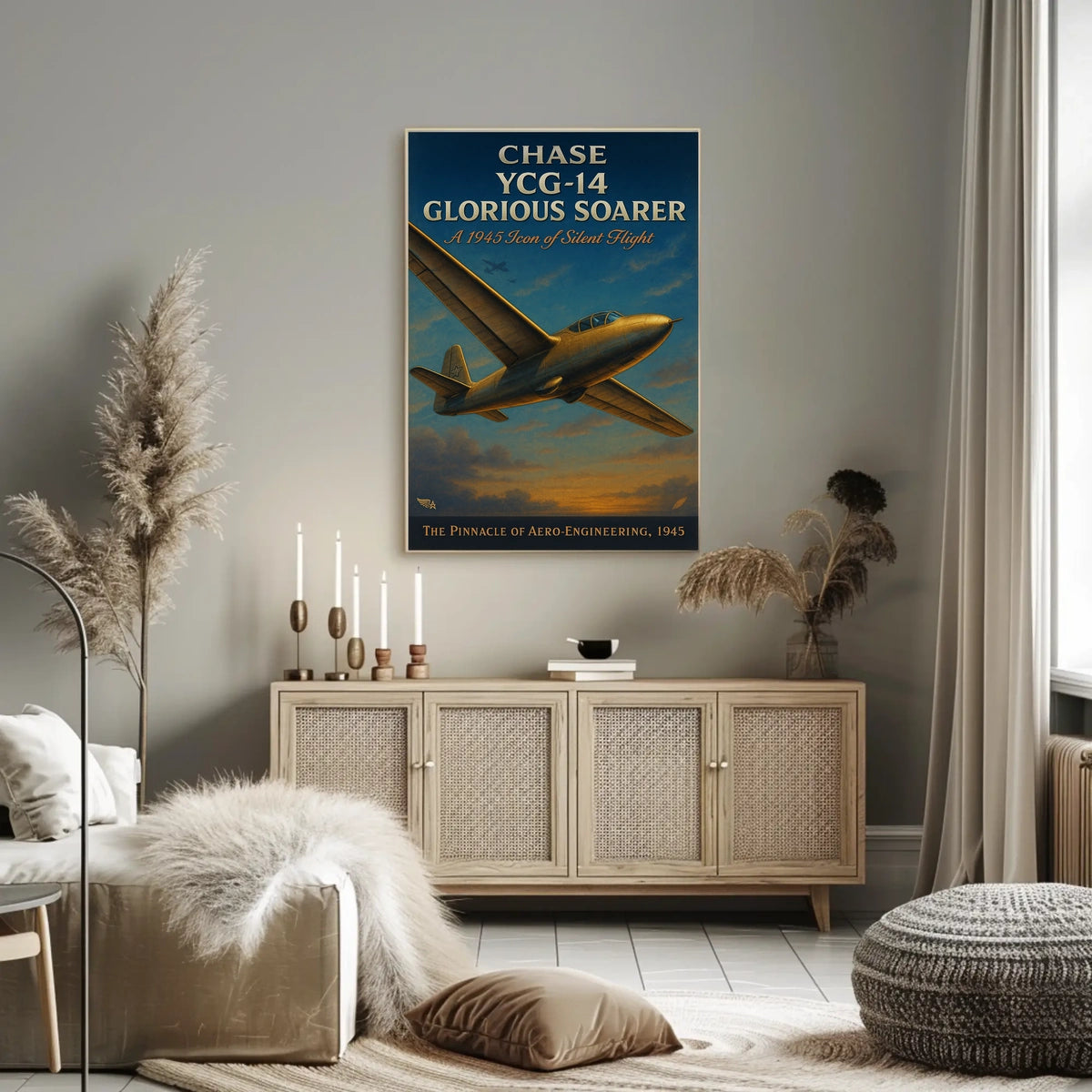 Chase YCG-14 Glider Aviation Vintage Engineering Poster