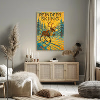 Reindeer Skiing Adventure Poster