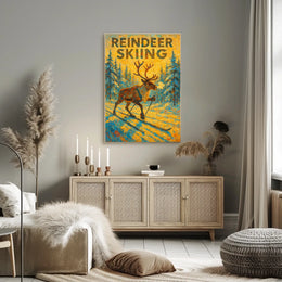 Reindeer Skiing Adventure Poster