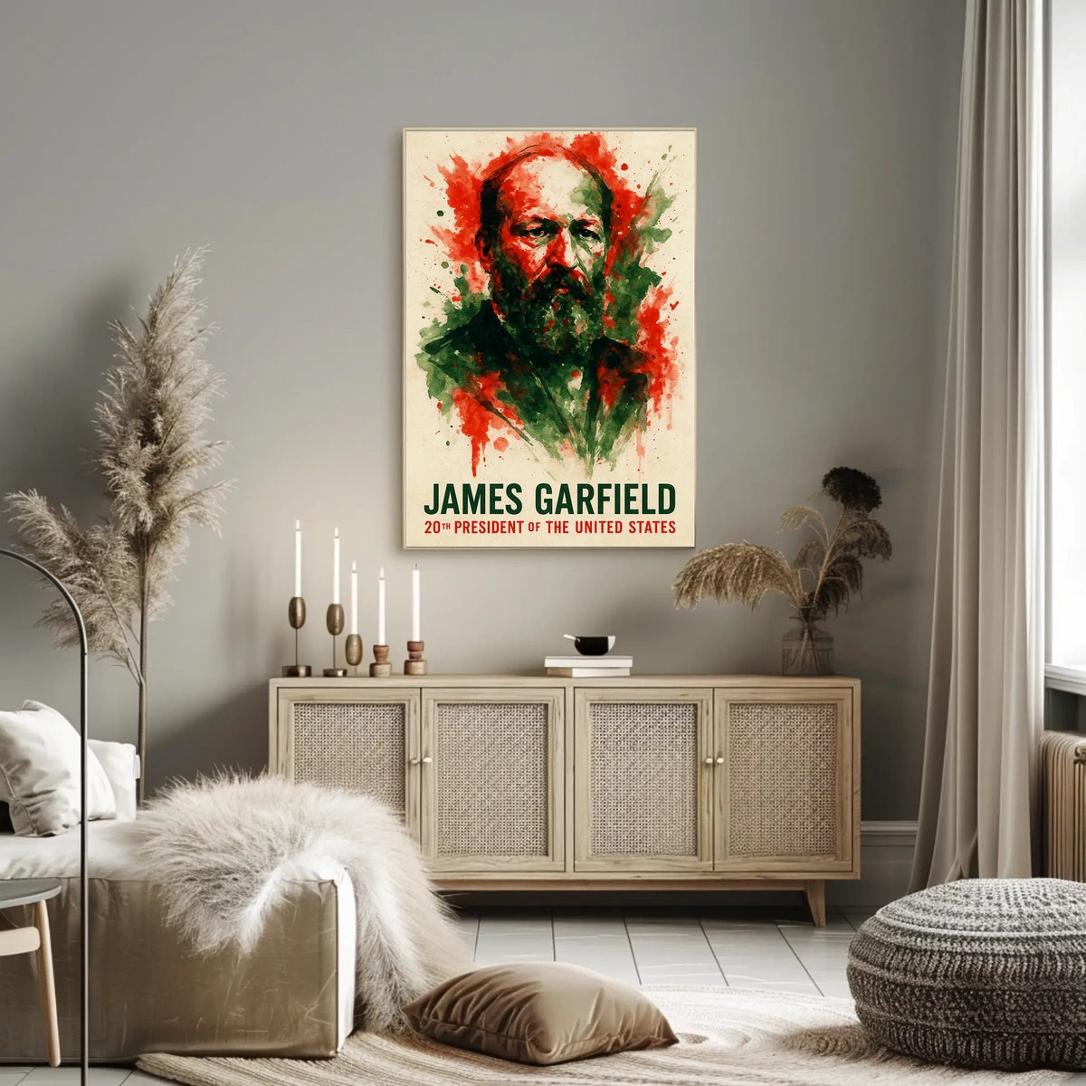 James Garfield Abstract Watercolor Portrait Historical Poster