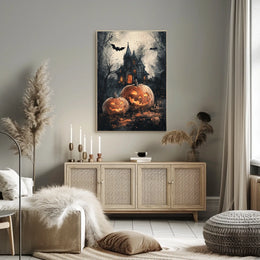 Spooky Gothic Mansion Halloween Scene - Cultural Poster