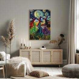Three Witches Colorful Van Gogh Whimsical Poster