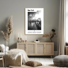 New York City Grand Skyline Poster Vintage Wall Art
