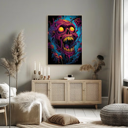 Fiery Skull Surreal Art Poster: Horror Fantasy Decor